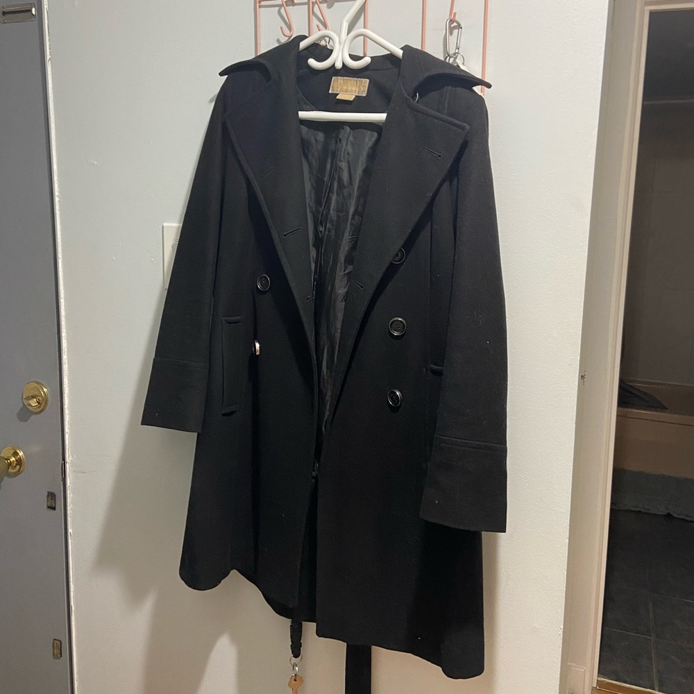 Michael Kora peacoat with tie waist